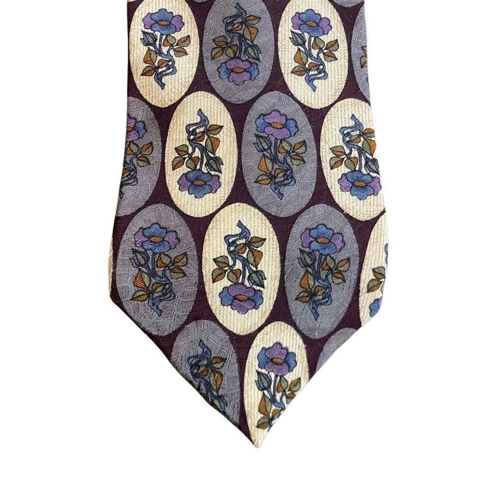 Anthony Richards floral tie purple cream